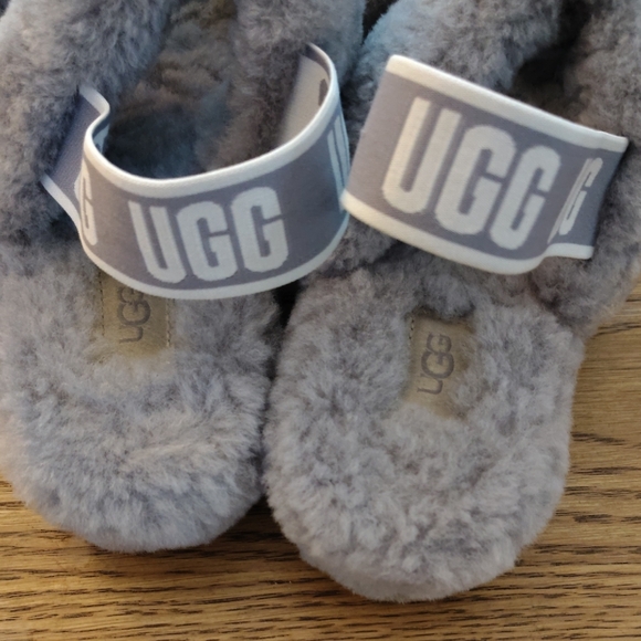 UGG Fluffy Gray Women's Slippers - Picture 2 of 8